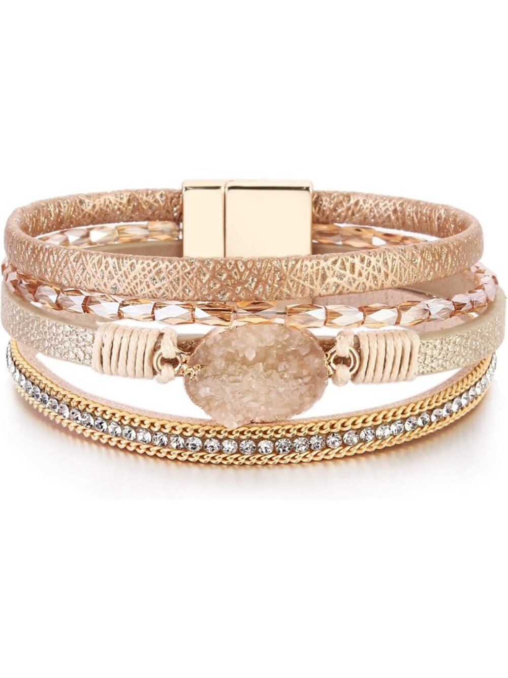 Boho Chunky Leather Wrap Bracelets | Stackable Beaded Western Jewelry Set